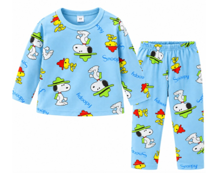 Set nou nascut - Compleu 2 piese, pentru copii, tip pijama, din bumbac 100%, Snoopy