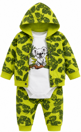 Costumase toamna-iarna - Compleu 3 piese, cu body, Eu sunt regele, Verde neon
