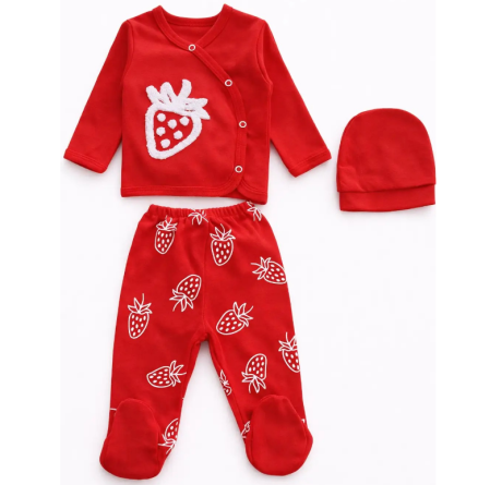 Costumase - Compleu nou nascut, 3 piese, Capsunica Dulcineea