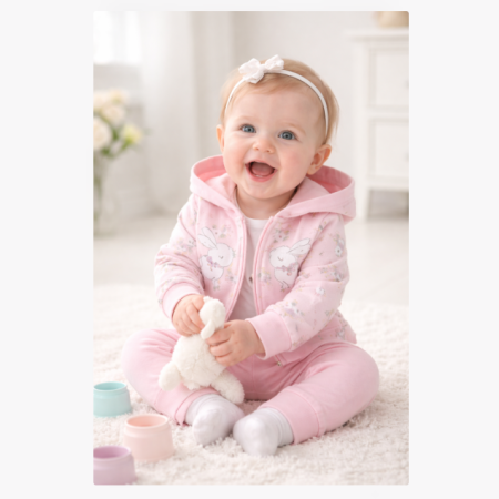 Costumase primavara-vara - Costumas 3 piese, Iepurasi coconasi, roz