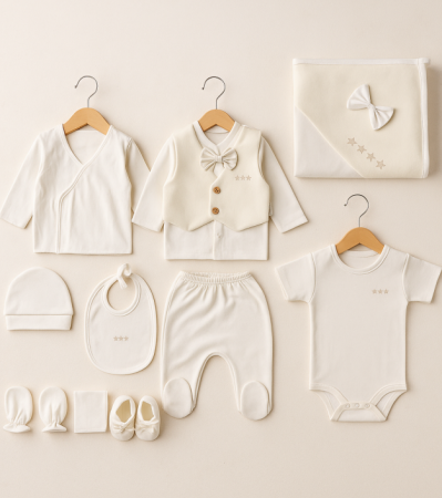 Trusou botez - Costumas de botez, set 10 piese, Gentleman Stars