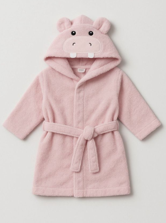 Haine bebe fetite - Halat de baie, cu gluga, Capison animalut, Roz