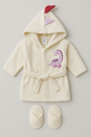 Prosop de baie - Halat de baie, cu gluga si papucei, Capison animalut, Alb Lila