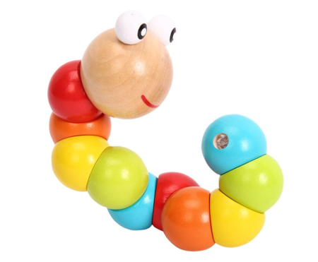 Jucarii tip Montessori - Jucarie din lemn, Montessori, tip Omida pe ata