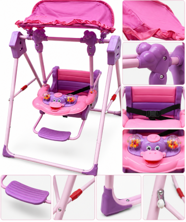 Pentru bebe - Leagăn pentru bebe cu lumini și muzică - 9-36 luni, până la 20 kg, Roz