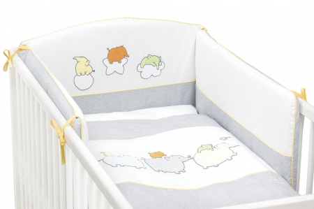 Noutati - Lenjerie de patut brodata 3 piese elefantei Ceba Baby