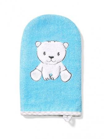 Prosop de baie - Manusa de baie din fibra de bambus Babyono albastru