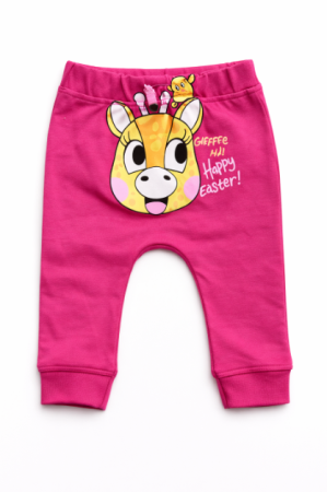 Pantaloni de casa - Pantaloni roz, cu tur, 3-6 luni