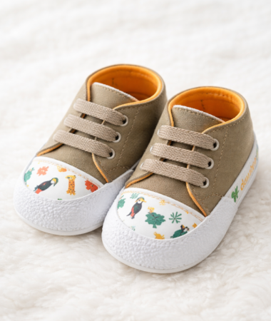 Incaltaminte - Pantofiori copii, din panza, tip basket, Bej