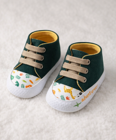 Bebe - Pantofiori copii, din panza, tip basket, Verde crud