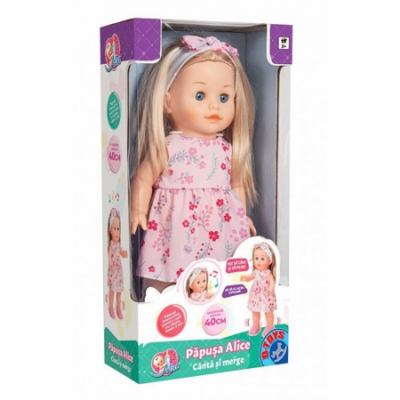 Jucarii - PAPUSA ALICE - MERGE SI CANTA (IN LIMBA ROMANA) - 40 CM