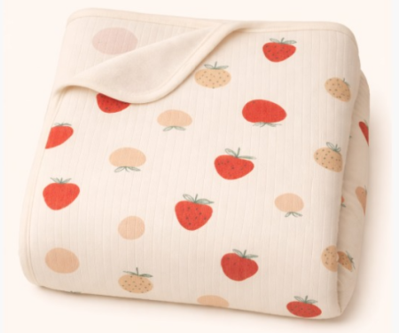 Paturele - Pătură din bumbac pieptănat, 85x75 cm, Model capsunele