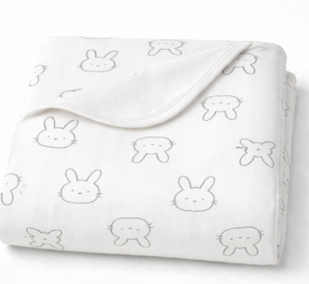 Paturele - Pătură din bumbac pieptănat, 85x75 cm, Model Iepurasi stilizati