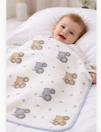 Paturele - Păturica muselină pentru bebeluși, model masinute