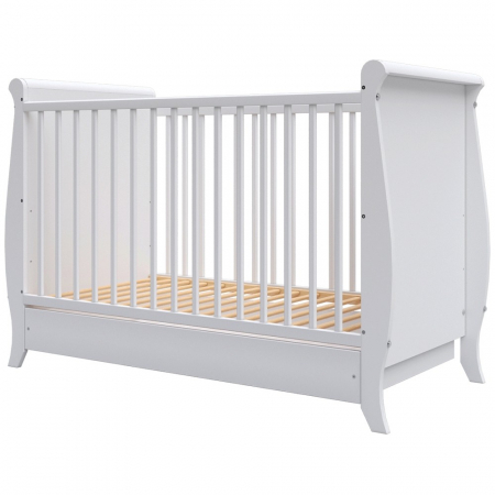 Patut din lemn - Patut copii din lemn Hubners Mara 120x60 cm alb cu sertar