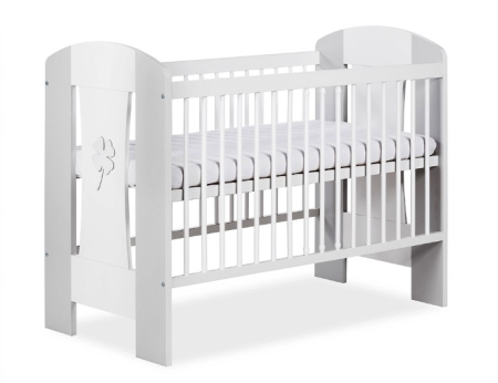 Patut din lemn - Patut copii din lemn KLUPS NATI Alb Gri Trifoi 120x60