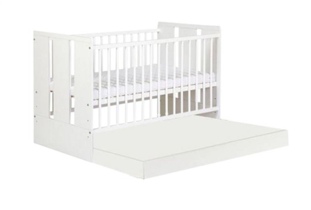 Patut din lemn - Patut copii lemn cu sertar KLUPS Paula Alb