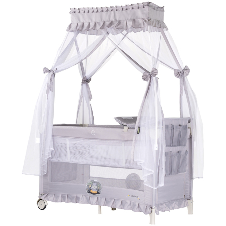 Patut bebe - Patut pliabil Chipolino Palace Hippo grey