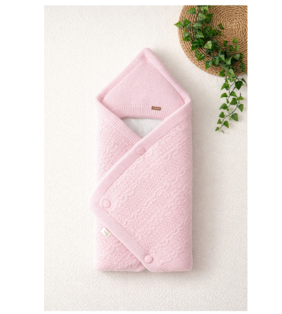 Trusou botez - Portebebe, tricotat, colectie Lux, Roz