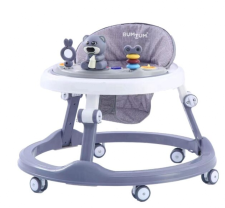 Pentru bebe - Premergator, cu roti de silicon, reglabil pe inaltime, Bubu-Still, model ursulet pofticios