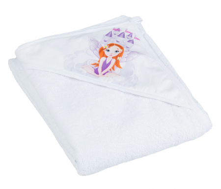 Prosop de baie - PROSOP BAIE CU GLUGA MICUTA PRINTESA ALB 80x80CM