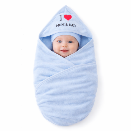 Haine bebe baietei - Prosop bebelusi, cu gluga, gros, Albastru