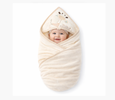 Haine bebe fetite - Prosop cu glugă pentru bebeluși – Model Girafă & Ursuleț, Crem, 3D