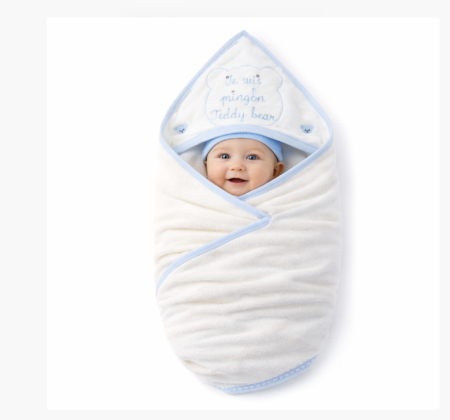 Haine bebe baietei - Prosop cu glugă pentru bebeluși – Model Ursuleț, Cu broderie