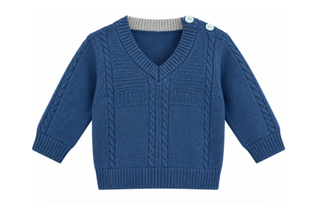 Haine bebe fetite - Pulover tricotat pentru bebe -cu anchior, albastru