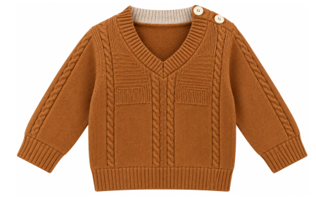 Haine bebe fetite - Pulover tricotat pentru bebe -cu anchior, Maro