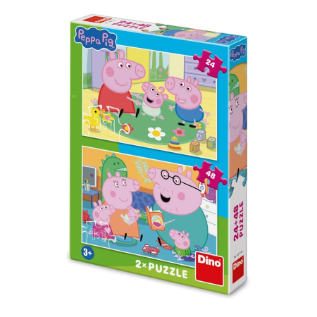 Noutati - Puzzle 24+48 piese, Peppa Pig: Acasa - DINO TOYS