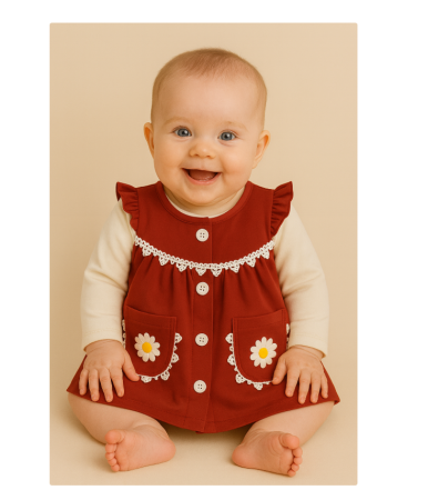 Haine bebe fetite - Rochita tip sarafan, cu bluzita, Cu flori