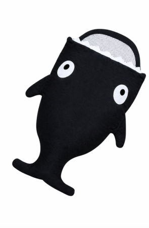 Promotii - Sac de dormit bebelusi pentru iarna Baby Bites, Forma rechin, Bumbac/Poliester, 98 x 73 cm, Bleumarin