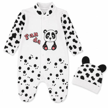 Haine bebe fetite - Salopetă bebe cu căciuliță - set 2 piese