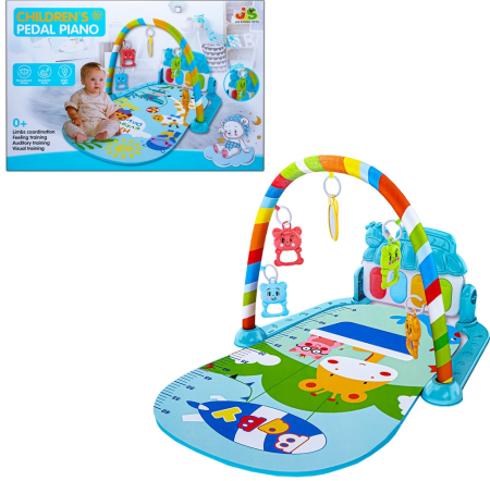 Covoras de joaca - Saltea de joaca pentru bebelusi Roby cu pian muzical si jucarii legate