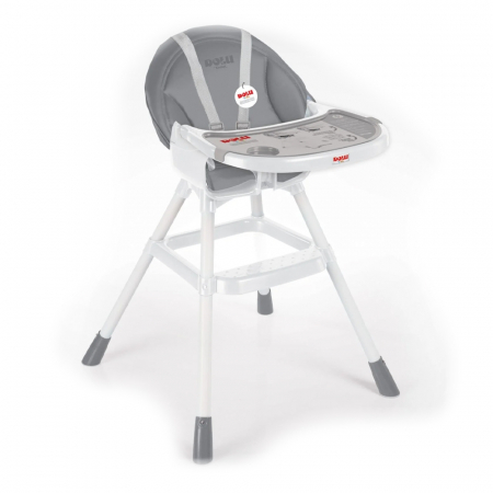 Pentru bebe - Scaunel Cu Masuta Pentru Bebe, Alb/Gri, 90x70x60 Cm, Cu tavita detasabila, Dolu