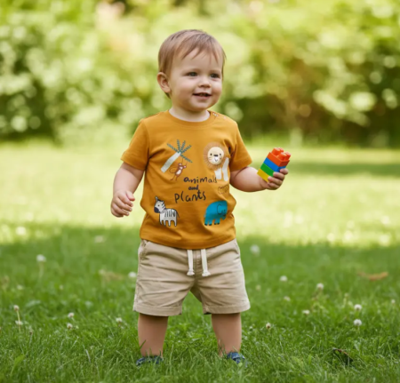 Set nou nascut - Set 2 piese, de vara, Leutul junglei, Oranje