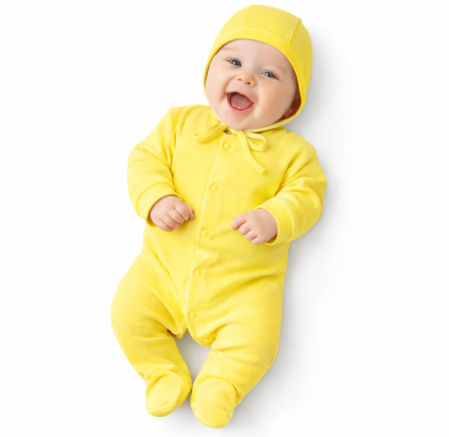 Salopete - Set 2 piese, Pentru bebelusi, Cu salopeta, 0-3 luni, Galben
