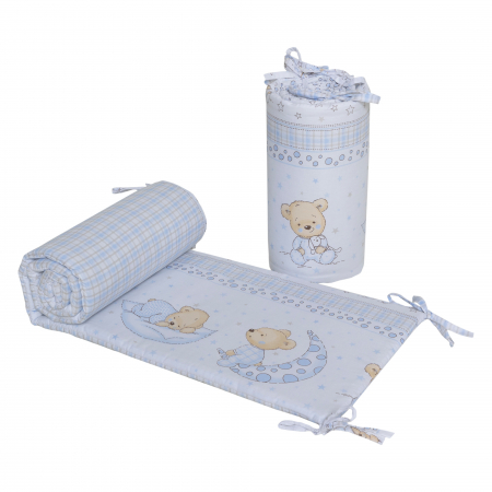 Aparatoare protectie patut - Set 2 protectii, aparatoare, bumbac patut copii, bebelusi, beberoyal 180x35 cm, Bear Dreams Alb