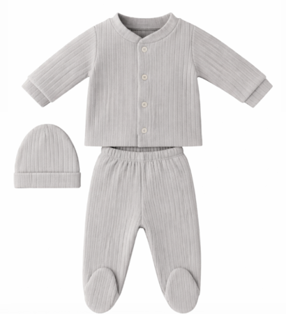 Haine bebe fetite - Set 3 piese, maternitate, Gri, 0-3 luni