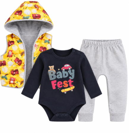 Haine bebe baietei - Set 3 piese pentru copii, Baby ursulet