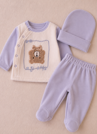 Noutati - Set 3 piese pentru maternitate, ursulet cu papion