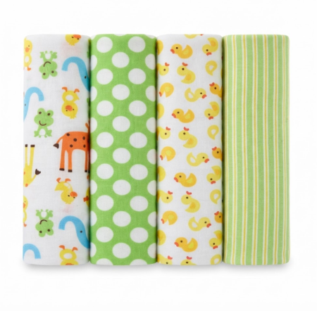 Haine bebe fetite - Set 4 scutece din finet model cu animalute diverse