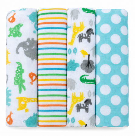 Haine bebe baietei - Set 4 scutece din finet model girafe