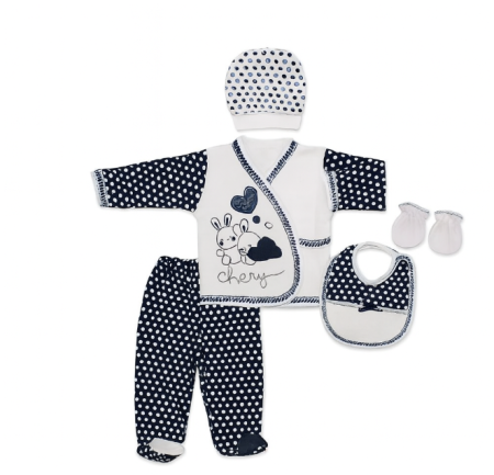 Set nou nascut - Set 5 piese bebelus,iepuras albastru