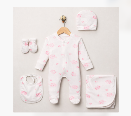 Costumase primavara-vara - Set 5 piese, cu Paturica, Roz