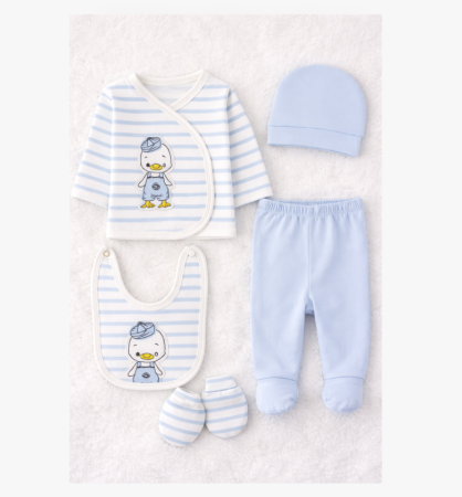 Haine bebe baietei - Set 5 piese, nou nascut, Ratoiul nazdravan