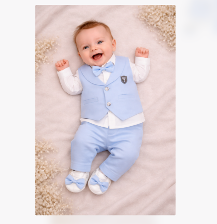 Haine bebe baietei - Set cadou, 0-3 luni, cu emblema, Albastru