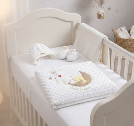 Paturele - Set Cadou pentru Bebeluși - Păturică, Căciuliță și Botoșei din Material Catifelat, Bej