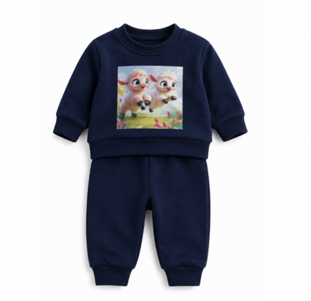 Costumase toamna-iarna - Set compleu, 2 piese, iezisori care zburda, Bleumarin